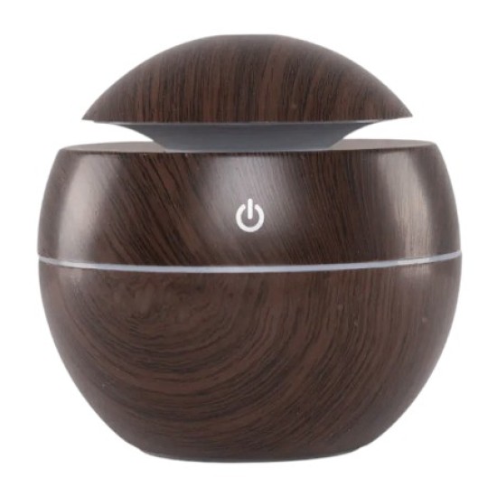 Aroma Diffuser - Essentiële Olie Verdamper - Type: Bol Donker hout 130 ml