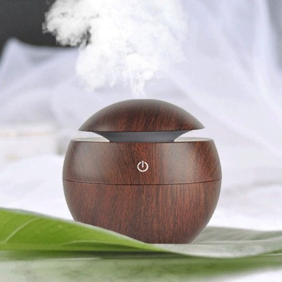 Aroma Diffuser - Essentiële Olie Verdamper - Type: Bol Donker hout 130 ml