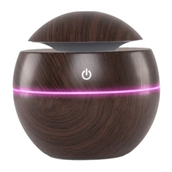 Aroma Diffuser - Essentiële Olie Verdamper - Type: Bol Donker hout 130 ml