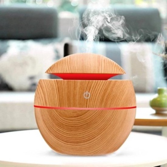 Aroma Diffuser - Essentiële Olie Verdamper - Type: Bol licht hout 130 ml