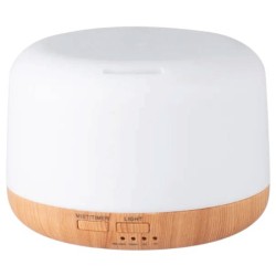 Aroma Diffuser - Essentiële Olie Verdamper - Type: Plat Rond licht hout 300 ml
