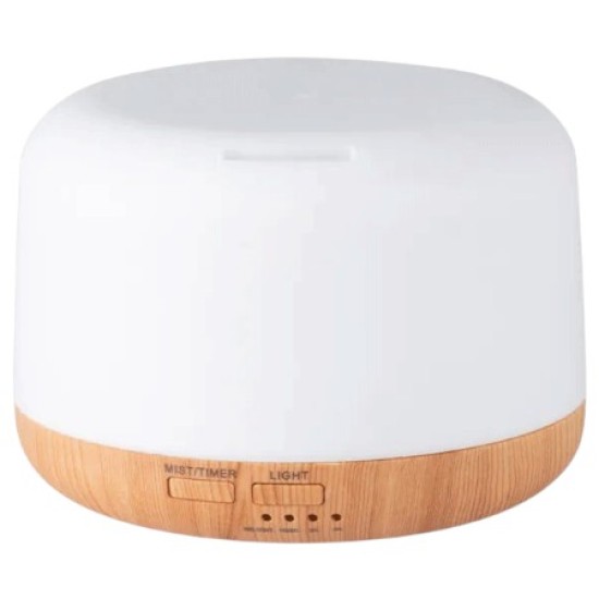 Aroma Diffuser - Essentiële Olie Verdamper - Type: Plat Rond licht hout 300 ml
