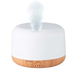 Aroma Diffuser - Essentiële Olie Verdamper - Type: Plat Rond licht hout 300 ml
