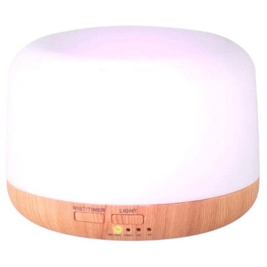 Aroma Diffuser - Essentiële Olie Verdamper - Type: Plat Rond licht hout 300 ml