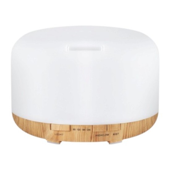 Aroma Diffuser - Essentiële Olie Verdamper - Type: Plat Rond licht hout 500 ml