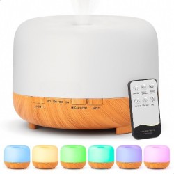 Aroma Diffuser - Essentiële Olie Verdamper - Type: Plat Rond licht hout 500 ml