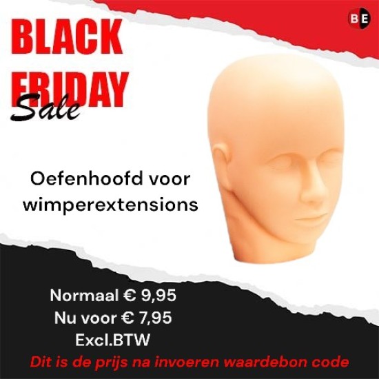 Oefenhoofd voor wimperextensions - wimperverlenging (Black Friday)