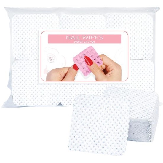 Nail Wipes Lint Free - Pluisvrije nageldoekjes - Nagellakremoverdoekjes - Makeup-pads - Lash Glue Wipes - Pak 300st - Kleur: Wit