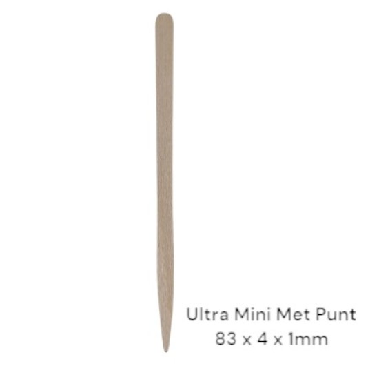 Houten Spatels: Ultra Mini met punt - 100st (83x4x1mm)