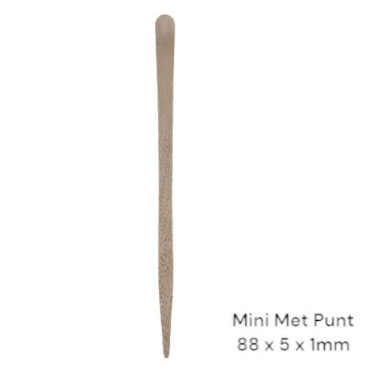 Houten Spatels: Mini met punt - 100st (88x5x1mm)