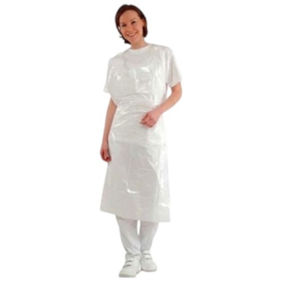 PE Schort in plastic zak: Wit 100st