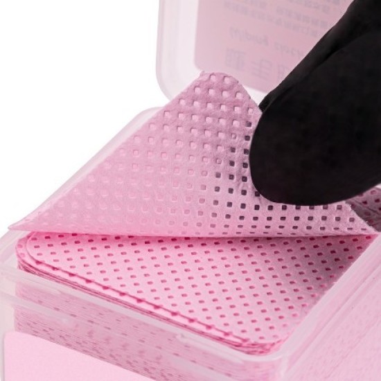 Pluisvrije nageldoekjes - Nail Wipes Lint Free - Nagellakremoverdoekjes - Makeup-pads - Lash Glue Wipes - Box 200st - Roze