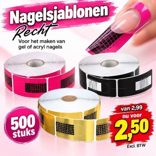 Nagelsjablonen Recht Gel Acryl - 500st