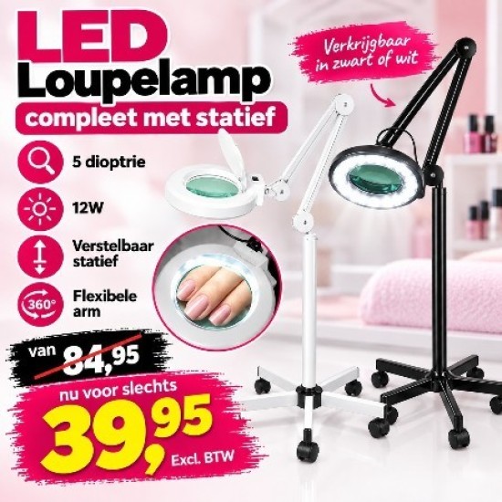 Led Loupelamp compleet met vijfarmige statief Led Loupelamp compleet met vijfarmige statief