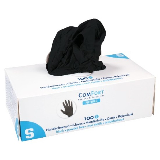 Nitril Handschoenen: Zwart 100st (Comfort)