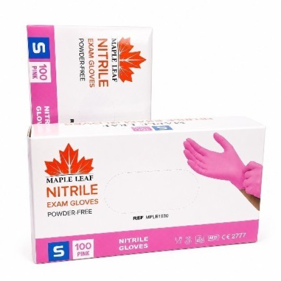 Nitril Handschoenen: Roze Volle Doos 10 x 100st (Maple Leaf) 