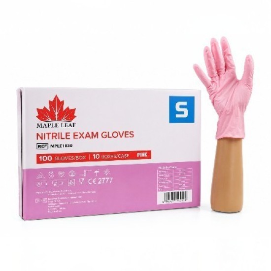 Nitril Handschoenen: Roze Volle Doos 10 x 100st (Maple Leaf) 