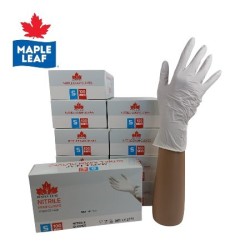 Nitril Handschoenen: Wit Volle Doos 10 x 100st (Maple Leaf) 