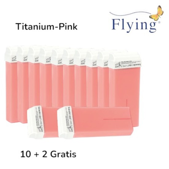 Titanium-Pink harspatroon met vaste brede roller 100ml - Flying - 10 + 2 Gratis