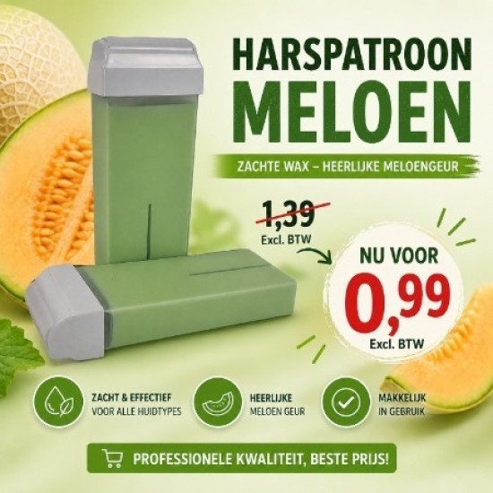Harspatroon Meloen met vaste brede roller 100ml Harspatroon Meloen met vaste brede roller 100ml