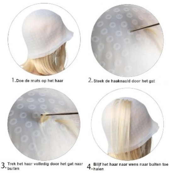 Blondeermuts voor Haar Kleuring en Markering - coupe soleil muts haarverf - siliconen haarmuts - highlights haarkleuring cap