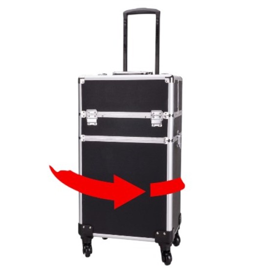 Manicure - Make-up-Koffer - Beauty Koffer XXXL 4 in 1 - Zwart-Zilver