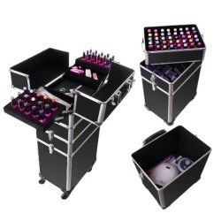 Manicure - Make-up-Koffer - Beauty Koffer XXXL 4 in 1 - Zwart-Zilver