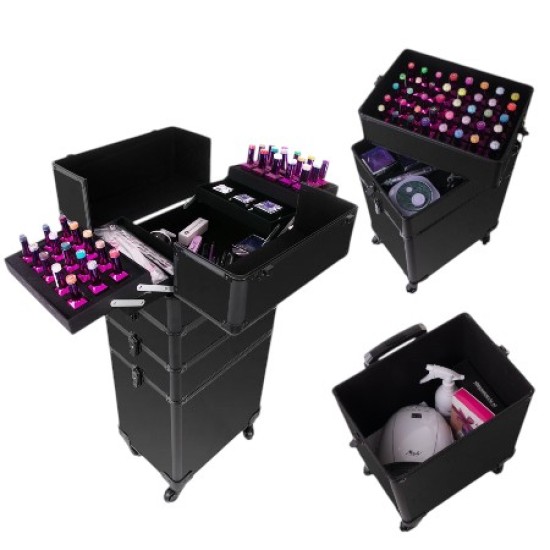 Manicure - Make-up-Koffer - Beauty Koffer XXXL 4 in 1 - Zwart