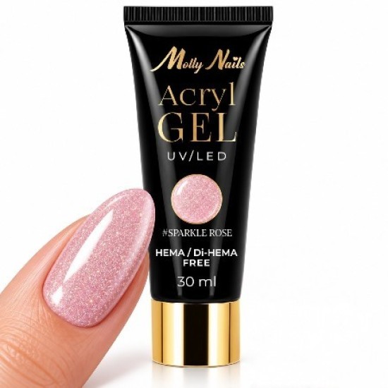 Polygel - Poly Acryl Gel - Molly Lac - Tube 30ml - Kleur: Sparkle Rose