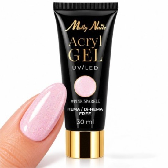 Polygel - Poly Acryl Gel - Molly Lac - Tube 30ml - Kleur: Pink Sparkle