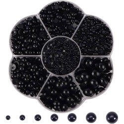 Half Pearls Nailart Decoration - Halve Parels voor nail art - Nagelsteentjes voor nail art - Doosje - Black