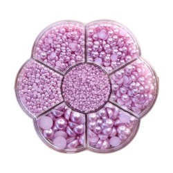 Half Pearls Nailart Decoration - Halve Parels voor nail art - Nagelsteentjes voor nail art - Doosje - Purple