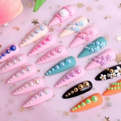 Half Pearls Nailart Decoration - Halve Parels voor nail art - Nagelsteentjes voor nail art - Doosje - Black