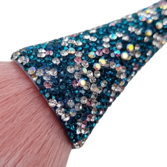 Stofborstel Glitter met strass steentjes - Kleur: Turquoise