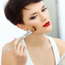 Luxe Make-up Kwastenset met Strass steentjes: 12 Delig - Zilver