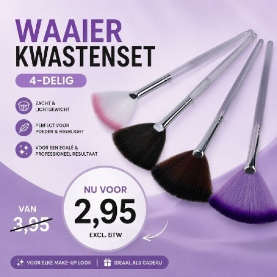 Waaier Kwasten Set - Set van 4 kwasten Waaier Kwasten Set - Set van 4 kwasten