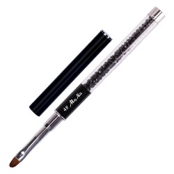 Gelpenseel Zwart met zwarte steentjes - Mt 4 lengte 7mm