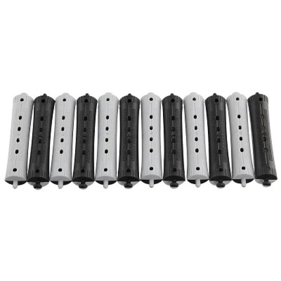 Haarrollers Permanent Zwart-Grijs 12st Haarrollers Permanent Zwart-Grijs 12st