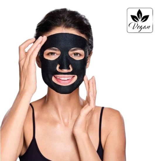 Vegan Detox Zwarte Vlies Masker Whitening - Vegan Black Oak Whitening Facial Mask - PostQuam - 1st