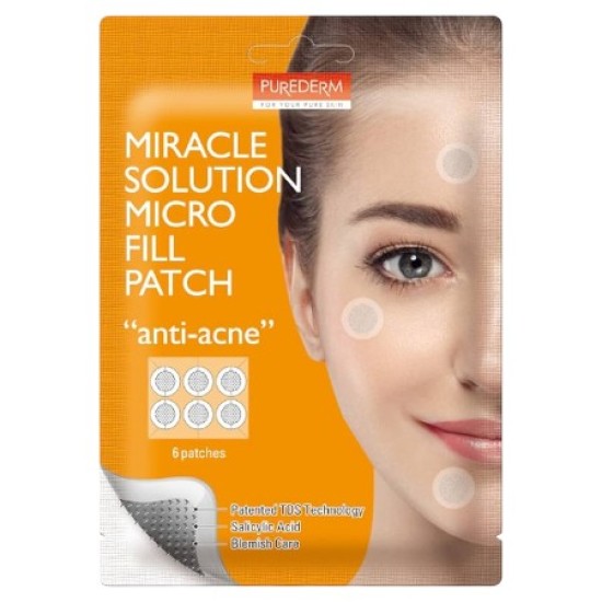 Miracle Solution Micro Fill Patch - Anti Acne - 6 Patches - Purederm pad voor acne 6st Miracle Solution Micro Fill Patch - Anti Acne - 6 Patches - Purederm pad voor acne 6st