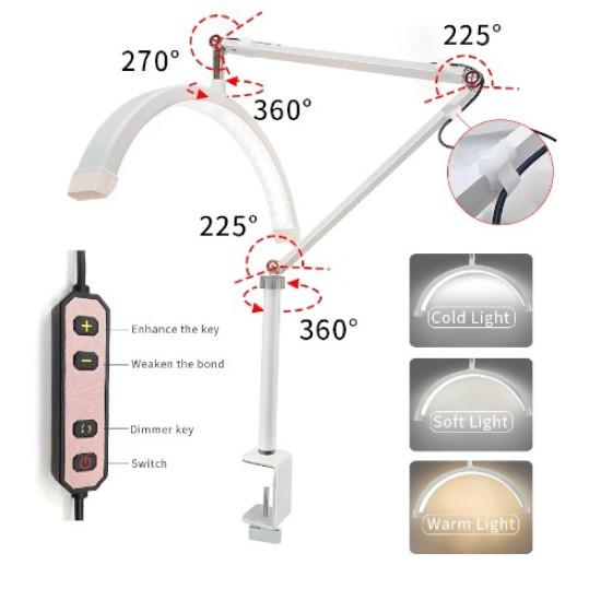 Moon LED Lamp M3X - Beauty Lamp met tafelklem - Kleur: Wit 