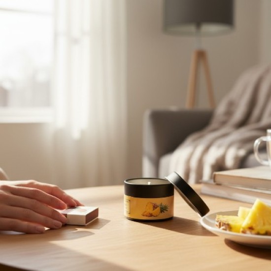 Massage Candle - Hot Massage Oil - Massage Kaars in blik - 40g: Ananas