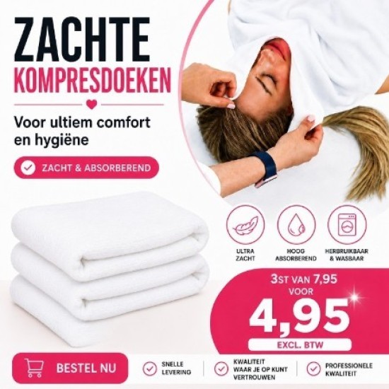 3 stuks Kompresdoek de luxe 60 x 30 cm wit