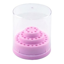 Frees Bit Houder rond - Nagel Bithouder voor 48 bitjes/freesjes - Kleur: Licht-Roze