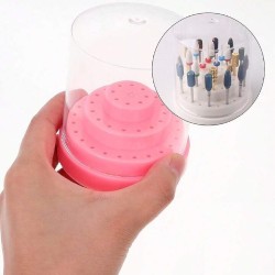 Frees Bit Houder rond - Nagel Bithouder voor 48 bitjes/freesjes - Kleur: Licht-Roze