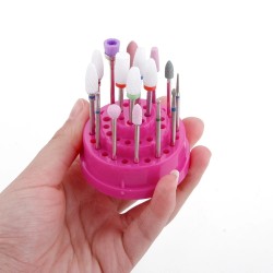 Frees Bit Houder rond- Nagel Bithouder voor 48 bitjes/freesjes - Kleur: Roze