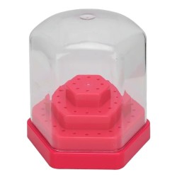 Frees Bit Houder - Nagel Bithouder voor 48 bitjes/freesjes - Zeskant - Kleur: Roze