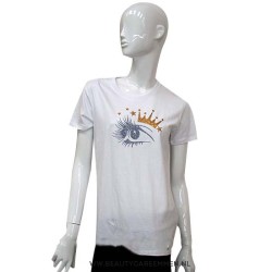 Wit T-shirt oog kroon goud-zilver Wit T-shirt oog kroon goud-zilver