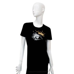 Zwart T-shirt oog kroon goud-zilver Zwart T-shirt oog kroon goud-zilver