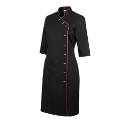 Jurk Romy Zwart met roze bies